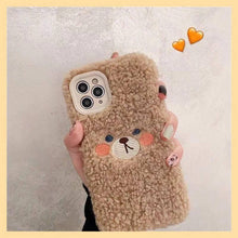 Load image into Gallery viewer, Cute Brown Bear Plush Phone Case For Iphone 14 11 12 13 Pro Max 7 8 X XS Max XR SE2 Autumn And Winter Shockproof Full Case Cover Cute Bear Animal Winter Warm Plush Fabric Phone Case