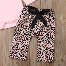 Load image into Gallery viewer, Newborn Baby Girl Clothes Fly Sleeve Knitting Cotton Romper Tops Leopard Print Long Pants Headband 3Pcs Outfits Clothes