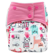 Load image into Gallery viewer, Colorful Modern Baby Cloth Diaper Bamboo Charcoal Nappy All-in-one Diapers sewn 3 Layers Micro fleece Insert Inside Reusable Diaper For Baby and Kids For Unlimited Use