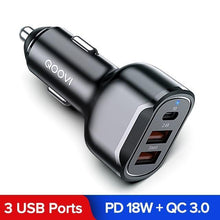 Load image into Gallery viewer, Universal 30W PD 3 USB Car Charger Quick Charge QC3.0 Mobile Phone Type C Fast Charging For Phones