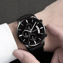 Load image into Gallery viewer, Watches men Fashion Sport Stainless Steel Case Leather Band watch Quartz Business Wristwatch For Men's and Boys