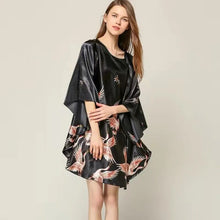Load image into Gallery viewer, Plus Size Black Women's Summer Lounge Robe Lady New Sexy Home Dress Rayon Nightgown Large Loose Sleepwear Bathrobe Gown S002-B
