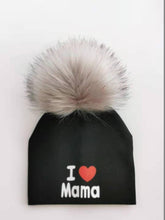 Load image into Gallery viewer, Newborn Cotton Hats Baby Pom Pom Childre Infant Hats For BabY Boys and Girls Wth Printed "I love mama " and " Design