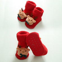 Load image into Gallery viewer, Luxury Modern Christmass Children's Socks With Doll Baby Keep Warm Elk Non-Slip Socks Newborn For Infant Toddler Kids