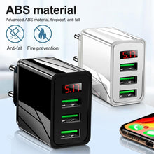 Load image into Gallery viewer, 3.1A Quick Charge 3.0 LED Display 3 Ports USB Phone Charger Fast Charging EU Wall Adapter