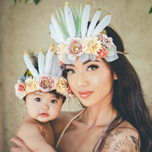 Load image into Gallery viewer, Luxury Modern Brazil Stlye Baby and Mother Feather Flower Headdress Headwear European Flower Headband For Mother and Daughter