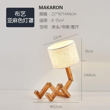 Load image into Gallery viewer, New Modern Luxury and Retro STEVVEX Wood Robot Shape Folding Table Lamp Creative European Fashion Bedroom Study Bedroom Bedside Linen Lamp Shade Table Lamp