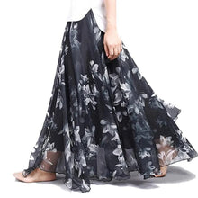 Load image into Gallery viewer, New Fashion 2023 Women's BOHO Elegant Florals Print Chiffon Long Skirt Ladies Slim High-Waist Elastic Waist Pleated Skirts SK15