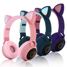 Load image into Gallery viewer, KIds Luxury Interesting Stevvex Portable Headset Wireless Bluetooth folding Headphones Headset Audio Adjustable Game Earphones With Microphone For PC phone (Pink)