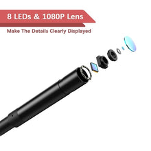 Load image into Gallery viewer, 4.3 Inch IPS Screen Industrial Endoscope Camera HD1080P 2.0MP 8MM Mini Lens USB Car Inspection Borescope 8 LEDs IP67 Waterproof