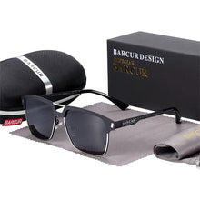 Load image into Gallery viewer, BARCUR Polarized Men’s Sunglasses – Fashionable Square Stainless Steel Frame UV400 Protection Anti-Reflective Outdoor Sports & Driving Eyewear – Original Design Casual Style with Premium Polycarbonate Lenses
