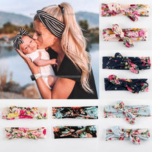 Load image into Gallery viewer, Modern Mother & Baby Headbands Kids Girl Bow With Rabbit ear Print Floral Hair Bands Parent-Child Hair Accessories