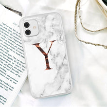 Load image into Gallery viewer, White A-Z Marble Texture Phone Cover For Iphone 12 Mini Soft Silicone Back Case Solid Name Phone Case Luxury Screen Camera Protection Shockproof Soft Cover