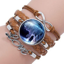 Load image into Gallery viewer, Classic Retro Wolf Head Elegant Bracelet Leather Bangle Luxury Bracelet Jewelry Boho Glass Moon Men Wrap Bangles For Men Women