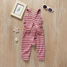 Load image into Gallery viewer, Newborn Baby Girl Boy Backless Striped Ruffle Romper Overalls Jumpsuit Clothes In Retro Syle For Boys And Girls