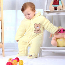 Load image into Gallery viewer, Modern Winter Baby Bear Animal Costume Hooded Romper Warm Flannel Plush Jumpsuit For Girls and Boys