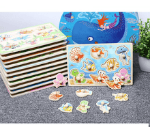 Load image into Gallery viewer, New Hand Grab Board Wooden Puzzle Toys for Children Cartoon Animal Fruit Kids Baby Early Educational Learning Toy