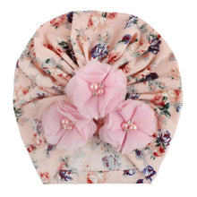 Load image into Gallery viewer, Handmade Luxury Flower With Pearl Cotton Soft Baby Turban Headband Handmade Elastic Baby Head Wrap Newborn Hair Accessories For Girls