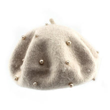 Load image into Gallery viewer, Modern Art Wool Baby Hat with Pearls Cat Candy Color Retro Baby Girl Cap Kids Beret Hats for Girls