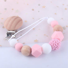 Load image into Gallery viewer, Modern Handmade Chain Wooden Holder For Pacifier Clips Leash Strap Nipple Holder For Infant Feeding For Baby