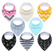 Load image into Gallery viewer, 8PCS/SET Pack Baby Bandana Organic Absorbent Soft Cotton Drool Bibsfor Teething And Feeding Bib For Baby and Kids Feeding