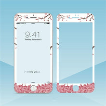 Load image into Gallery viewer, Flowers Cartoon Screen Protector For iPhone 13 12 11 Pro Max Soft Edge Tempered Glass on For iPhone XS MAX XR 7 8 PLUS Lovely Easy Installation Frame 9H Hardness Full Coverage Bubble Free Cute Lovely Cherry Blossom Design Glass For iPhone