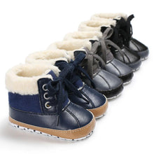 Load image into Gallery viewer, Infant Newborn Baby Boy Winter Warm Lace Up Design Boots Kids Baby Boy Booties Stylish Autumn Shoes