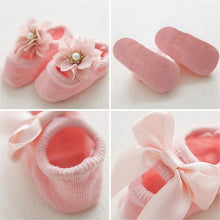 Load image into Gallery viewer, Baby Girl Anti-Slip Cotton Bow Lace Flower Floor Socks Spring Socks Excellent Quality Everyday Wear