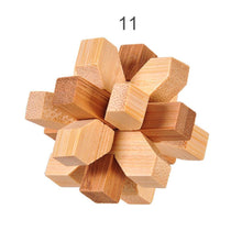Load image into Gallery viewer, 12 Style Brain Teaser 3D Wooden Interlocking Puzzles Game Toy Bamboo Small Size For Adults Kids