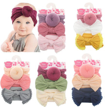 Load image into Gallery viewer, Fashion Baby Nylon Bow Headband Newborn Bowknot Round Ball Head wrap Flower Turban Girls Hair Bands Bow For Kids