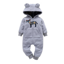 Load image into Gallery viewer, Modern Popular Fashion Newborn One Piece Fleece Hooded Jumpsuit Long Sleeved Baby Body suits Romper For Girls and Boys Kids