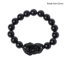 Load image into Gallery viewer, Obsidian Stone Beads Bracelet For Men and Women Unisex Wristband Gold Black Pixiu Wealth and Good Luck Bracelet Design