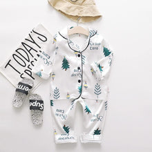 Load image into Gallery viewer, Luxury Modern Children's Pajamas Set Baby Suit Toddler Boys and Girls Ice Silk Satin Cartoon Printing Tops Pants Set Home Wear pajams for Kids