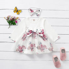 Load image into Gallery viewer, Baby Girl Flower Dress Pretty Bow Outfits Long Sleeve Toddler Girl Unique Design Perfect Gift