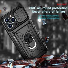 Load image into Gallery viewer, Shockproof Case for iPhone 13 12 11 Pro Max With Card Slot Ring Stand Camera Protection Phone Cover for iPhone XR XS Max Removable Card Holder Ring Holder Shockproof Protection Cover