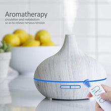 Load image into Gallery viewer, 550ml Aroma Air Humidifier Essential Oil Diffuser Aromatherapy Electric Ultrasonic cool Mist Maker for Office Home Bedroom Living Room Study Yoga Spa - Wood Grain, 7 Colors LED Light