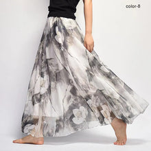 Load image into Gallery viewer, New Fashion 2023 Women's BOHO Elegant Florals Print Chiffon Long Skirt Ladies Slim High-Waist Elastic Waist Pleated Skirts SK15