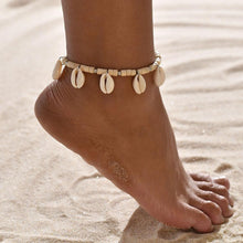 Load image into Gallery viewer, Gold Metal Shell Coconut Tree Female Anklets Barefoot Sandals Foot Summer Double Layers Foot Bracelets Leg Jewelry