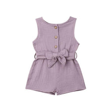 Load image into Gallery viewer, Newborn Baby Girl Kids Solid Romper Jumpsuit Playsuit Sleeveless Bow Belt Clothes Outfit For Summer