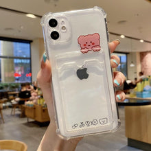 Load image into Gallery viewer, Charming Card Phone Case For iPhone 14 13 12 11 Pro Max 7 8 Plus X XR XS Max Transparent Wallet Soft Bumper Back Cover Funny Couple Transparent Soft iphone Cover