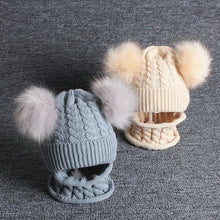 Load image into Gallery viewer, Cute Baby Hat & Scarf Set Pompom Infant Baby Girl Winter Hat For Kids Warm Knitted for Girls