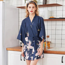 Load image into Gallery viewer, Fashion Women's Summer Mini Kimono Robe Lady Rayon Bath Gown Yukata Nightgown Sleepwear Sleepshirts Pijama Mujer Size M-XXL