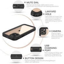 Load image into Gallery viewer, Waterproof For iPhone 14 13 12 11 Pro Max Case Red Clear Cover Diving Underwater Swim Outdoor Sports Built-in Screen Protector Full Body Heavy Duty Protective Cover for iPhone