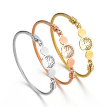 Load image into Gallery viewer, New Modern Luxury Charm Elegant Hollow Tree Of Life Bracelets Amazing Stainless Steel Gold Cuff Bangles For Women