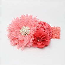 Load image into Gallery viewer, Luxury Modern Handmade Flower Headband Newborn Infant Pearl Flowers With Lace wide Headbands Bebes Hair Accessories Bow