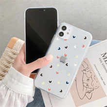 Load image into Gallery viewer, New Transparent Love Heart Phone Case For iPhone 11 12 Pro Max Shockproof Silicone Back Cover Cute Heart Pattern For Women Girls Clear Soft Flexible Durable Slim Hard Back Cases