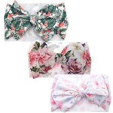 Load image into Gallery viewer, Handmade Luxury 3PCS Baby Accessories Turban Baby Girl Headbands Printed Big Bows Fabric Bow Infant Headwraps bow For Kids