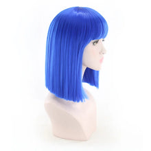 Load image into Gallery viewer, Synthetic Hair Short Wig With Bangs Cosplay Wigs For Women Straight Bob Wig Korean Pink Red Brown Blue Green White Purple Grey