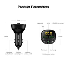 Load image into Gallery viewer, 3.4A Fast Black Car Charger FM Transmitter Bluetooth Dual USB Mobile Car Phone Charger Fast Charging MP3 TF Card Music Car Kit