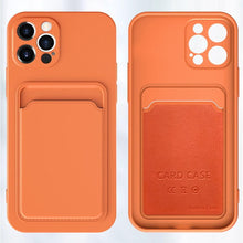 Load image into Gallery viewer, Card Pocket Protective Slim Wallet Case For iPhone 14 13 12 11 Pro Max Modern Bright Color iPhone Cover Lightweight Card Slot Design Simple Color Business Protective Case